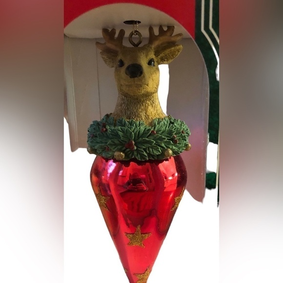 VTG 1996 Santa’s Best European Glass Deer Ornament 6” Mouth Blown Hand Crafted - Picture 3 of 6